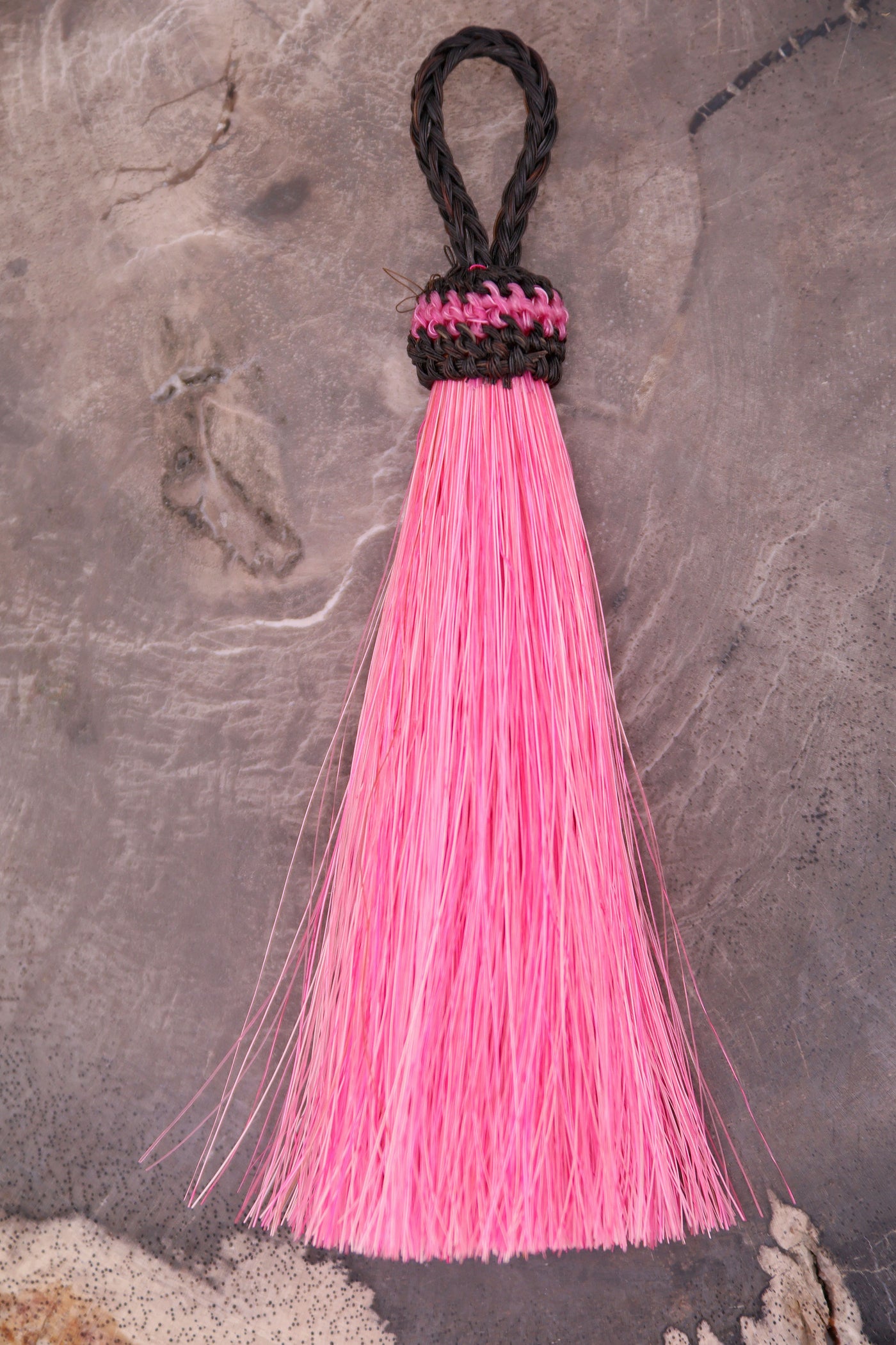 Pink 4.5" Dyed Horse Hair Tassels, Ethically Made, 1 piece for jewelry making, purse charms.