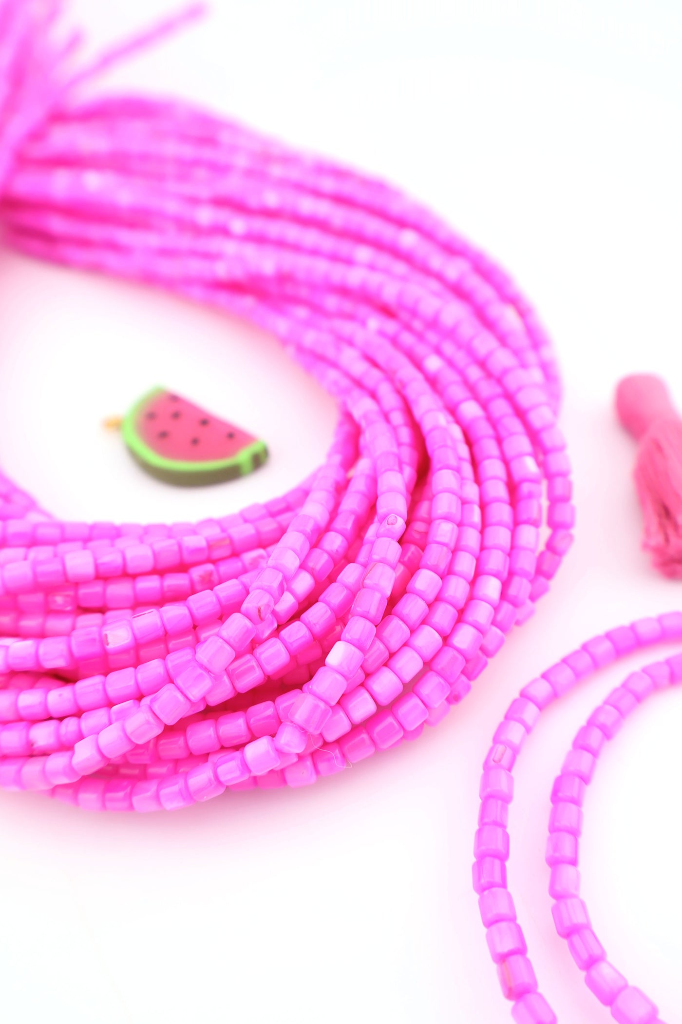 4mm Pink Mother of Pearl Shell Tube Beads, 15.5" Strand