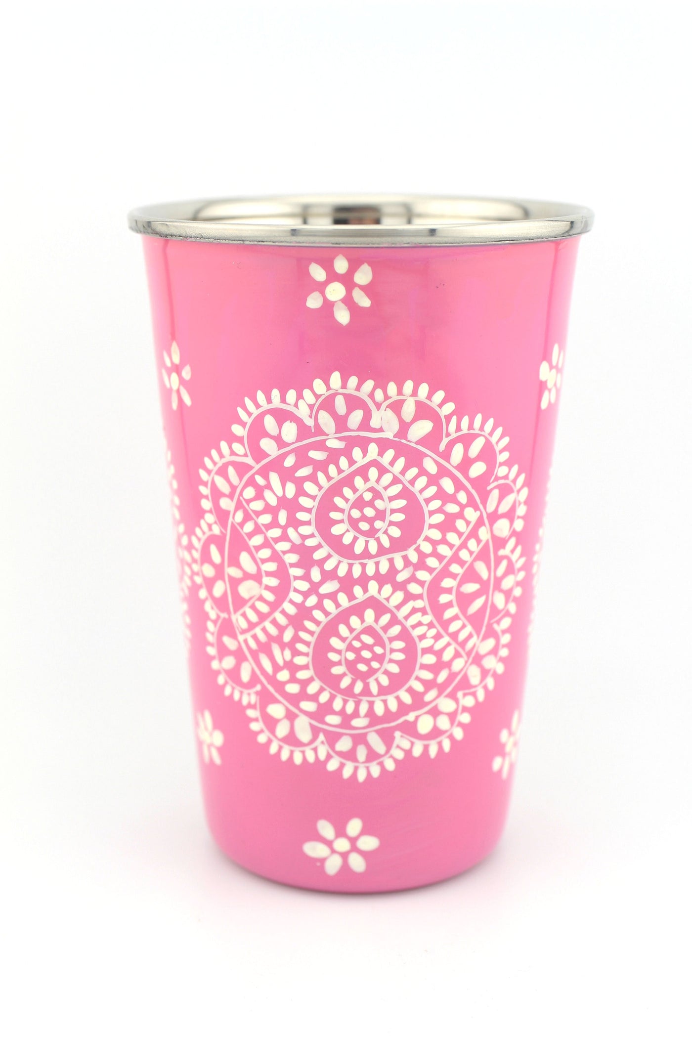 Floral Handpainted Stainless Steel Tumbler Cup, from Kashmir