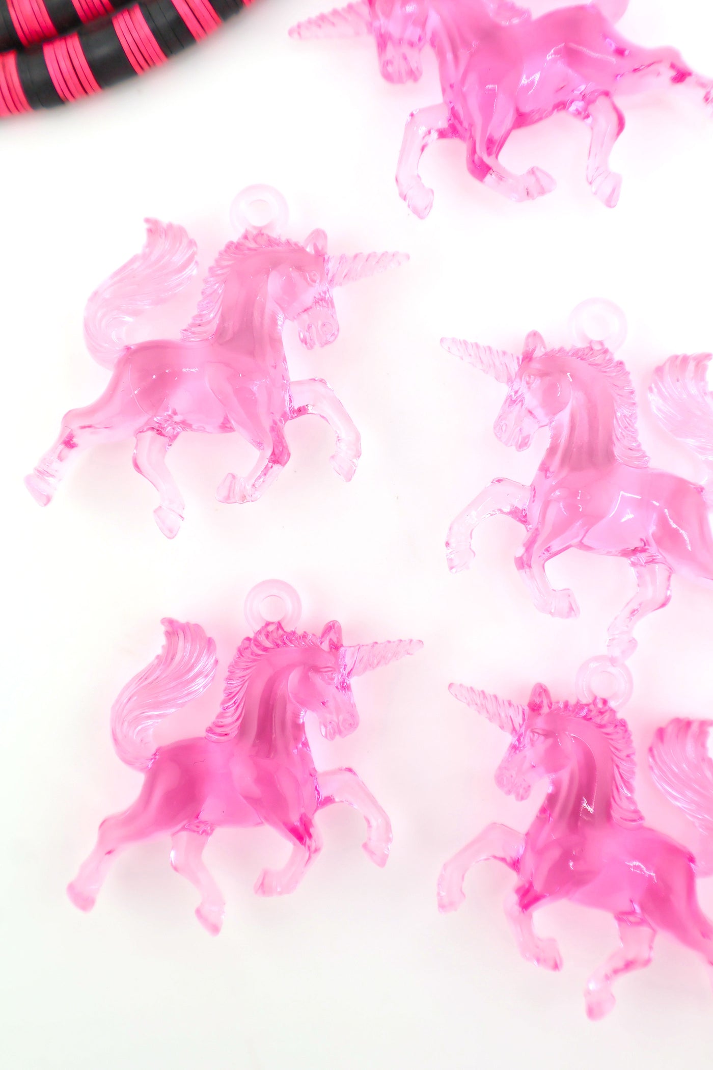 Pink Translucent German Resin Unicorn Charms, 1.5" Pendants