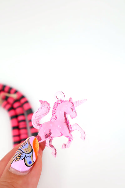 Pink Translucent German Resin Unicorn Charms, 1.5" Pendants for DIY girl's jewelry