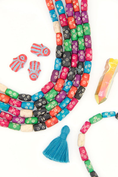 Colorful 7x12mm Multi Color Natural Barrel Beads for Friendship Bracelets