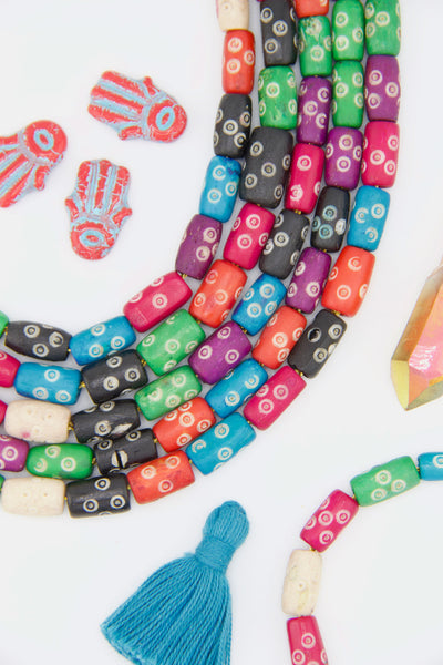 7x12mm Multi Color Natural Barrel Beads for Friendship Bracelets