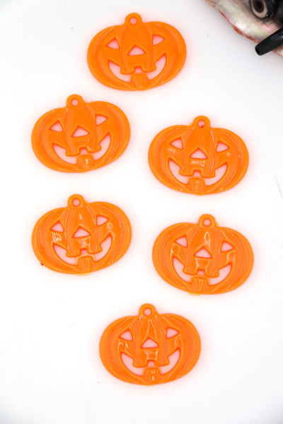 Neon Orange Jack-O-Lantern German Charm, 34mm, 1 Halloween Pendant