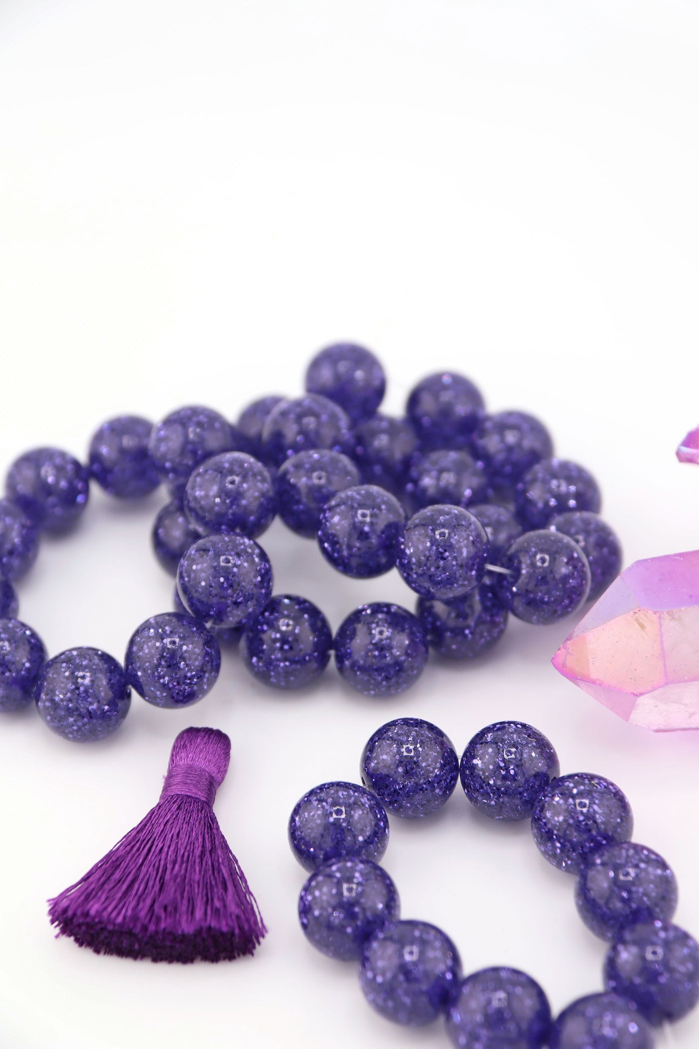 12mm Future Dusk Purple Retro Glittery Round Italian Resin Beads