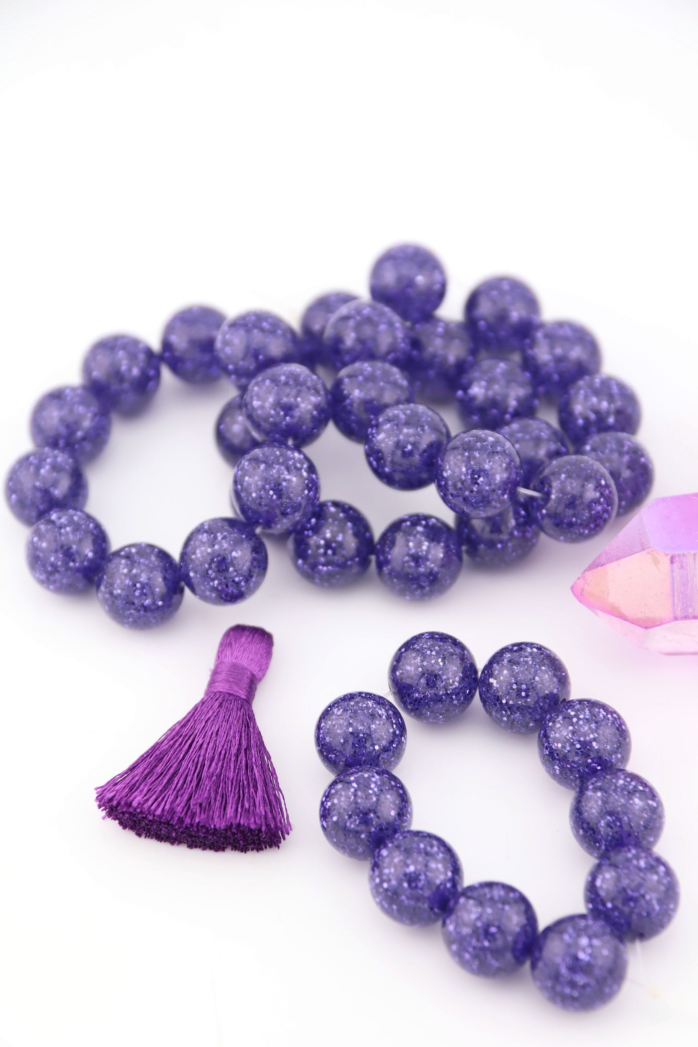 12mm Future Dusk Purple Retro Glittery Round Italian Resin Beads