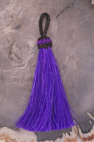 Purple 4.5" Dyed Horse Hair Tassels, Ethically Made, 1 piece for jewelry making, purse charms.