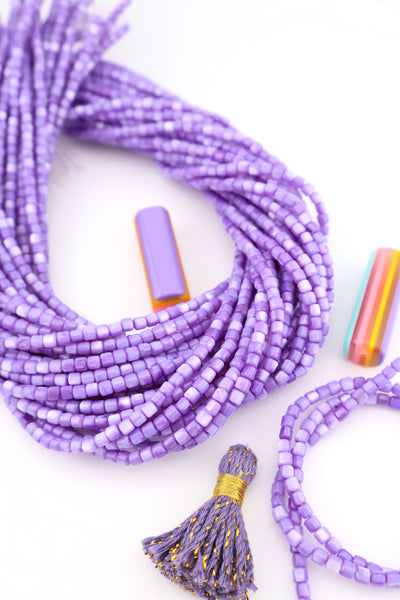 4mm Purple Mother of Pearl Shell Tube Beads, 15.5" Strand, for Mermaidcore and surfer DIY Bracelets