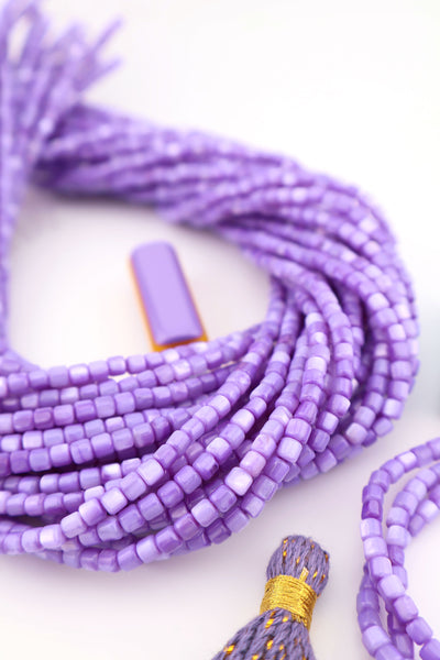 4mm Purple Mother of Pearl Shell Tube Beads, 15.5" Strand, for Mermaidcore and surfer DIY Bracelets