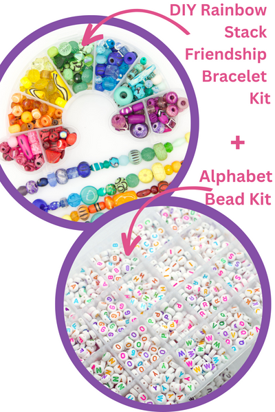 Colorful Friendship Beaded Bracelet Kit in a Rainbow Container