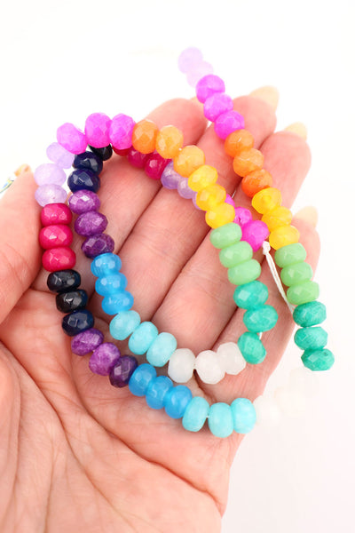 Rainbow Necklace DIY Kit: Jade Beads, Clasp, Wire, Wire Guardians