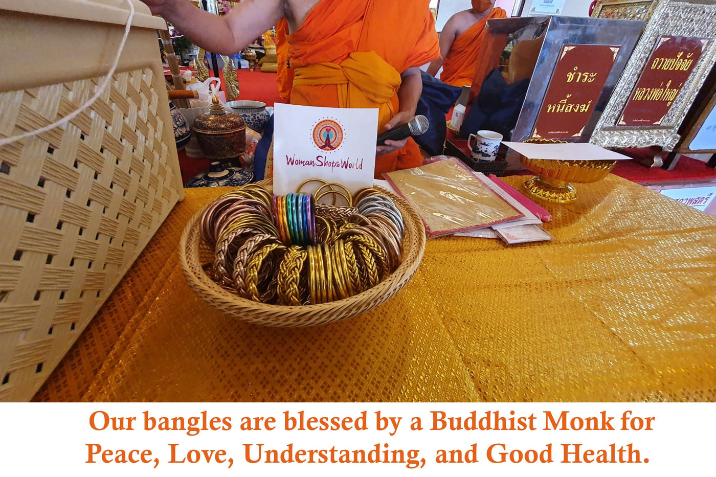 Temple Bracelets from Thailand being blessed by Buddhist Monk