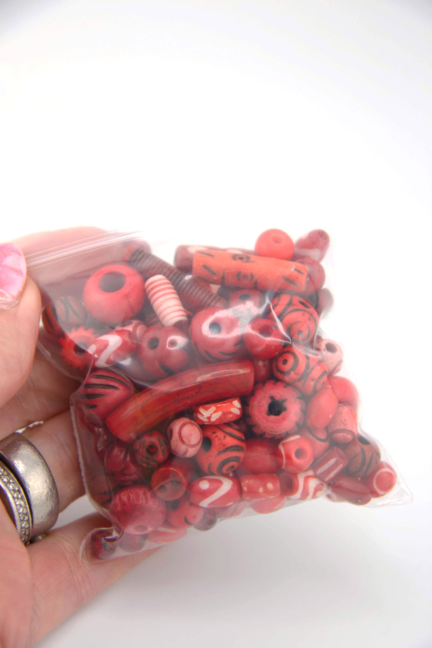 Beads for making DIY Jewelry for the root chakra, red bead grab bag.