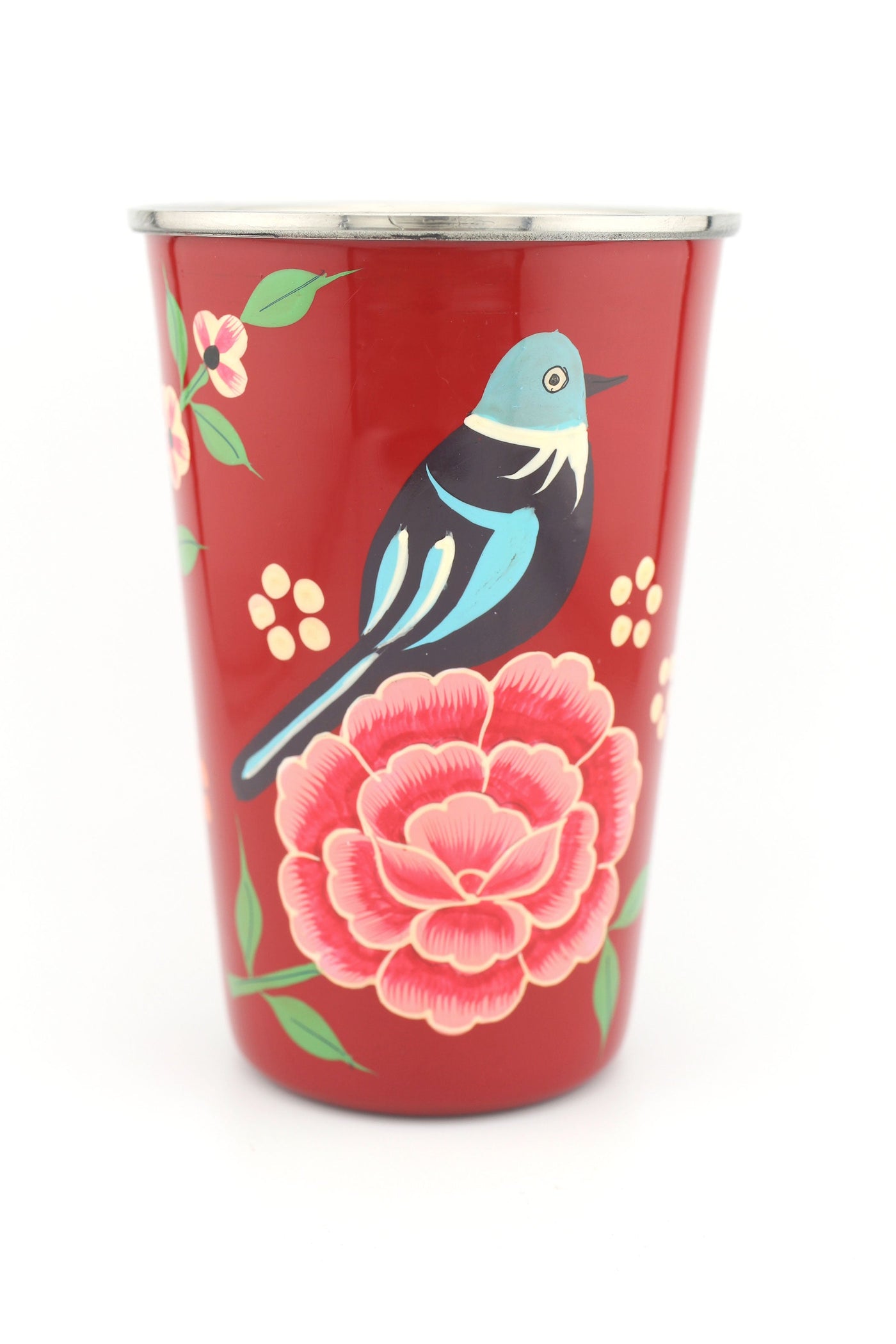Floral Handpainted Stainless Steel Tumbler Cup, from Kashmir