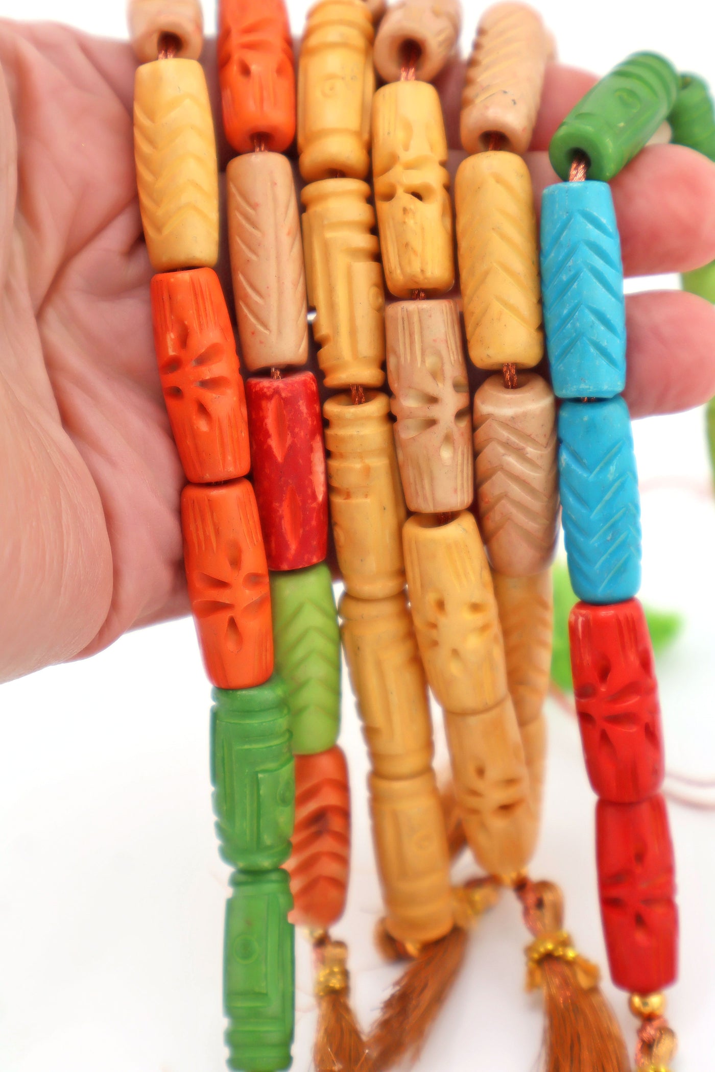 Exclusive Bead Bundle: Assorted Colors Handmade Tube Bone Beads, 48+ Beads for beginner DIY jewelry