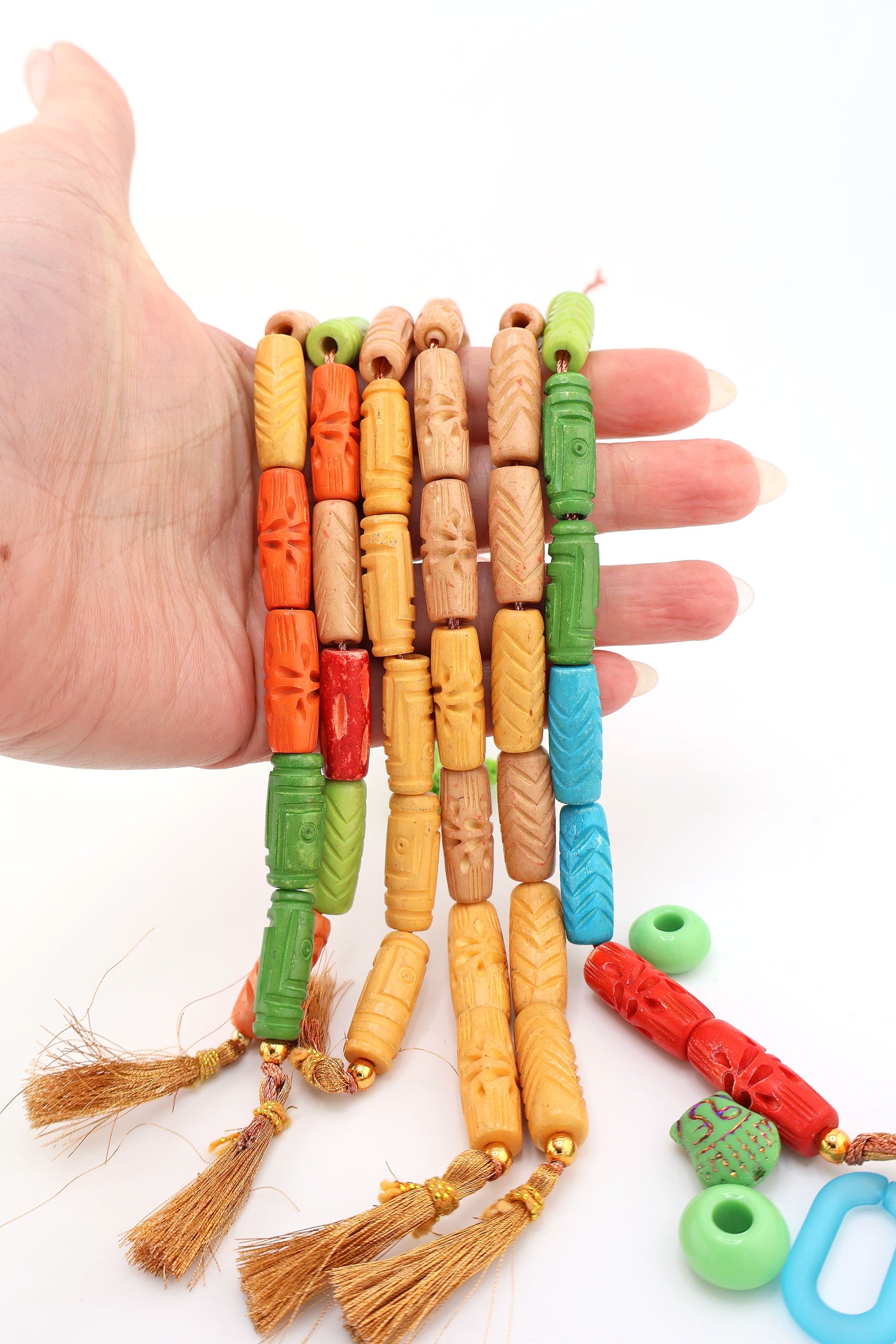 Exclusive Bead Bundle: Assorted Colors Handmade Tube Bone Beads, 48+ Beads for beginner DIY jewelry