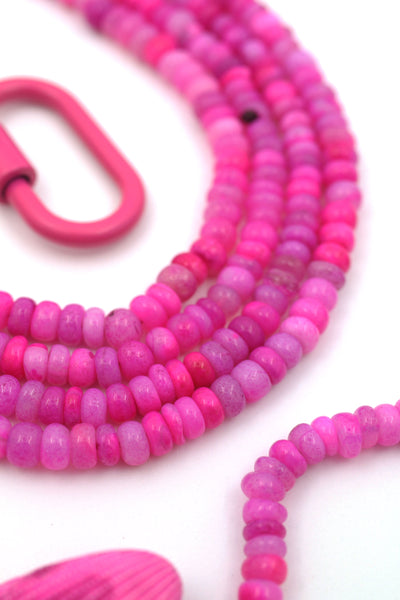 Hot Pink Opal Smooth Rondelle Beads, 6mm AA Quality