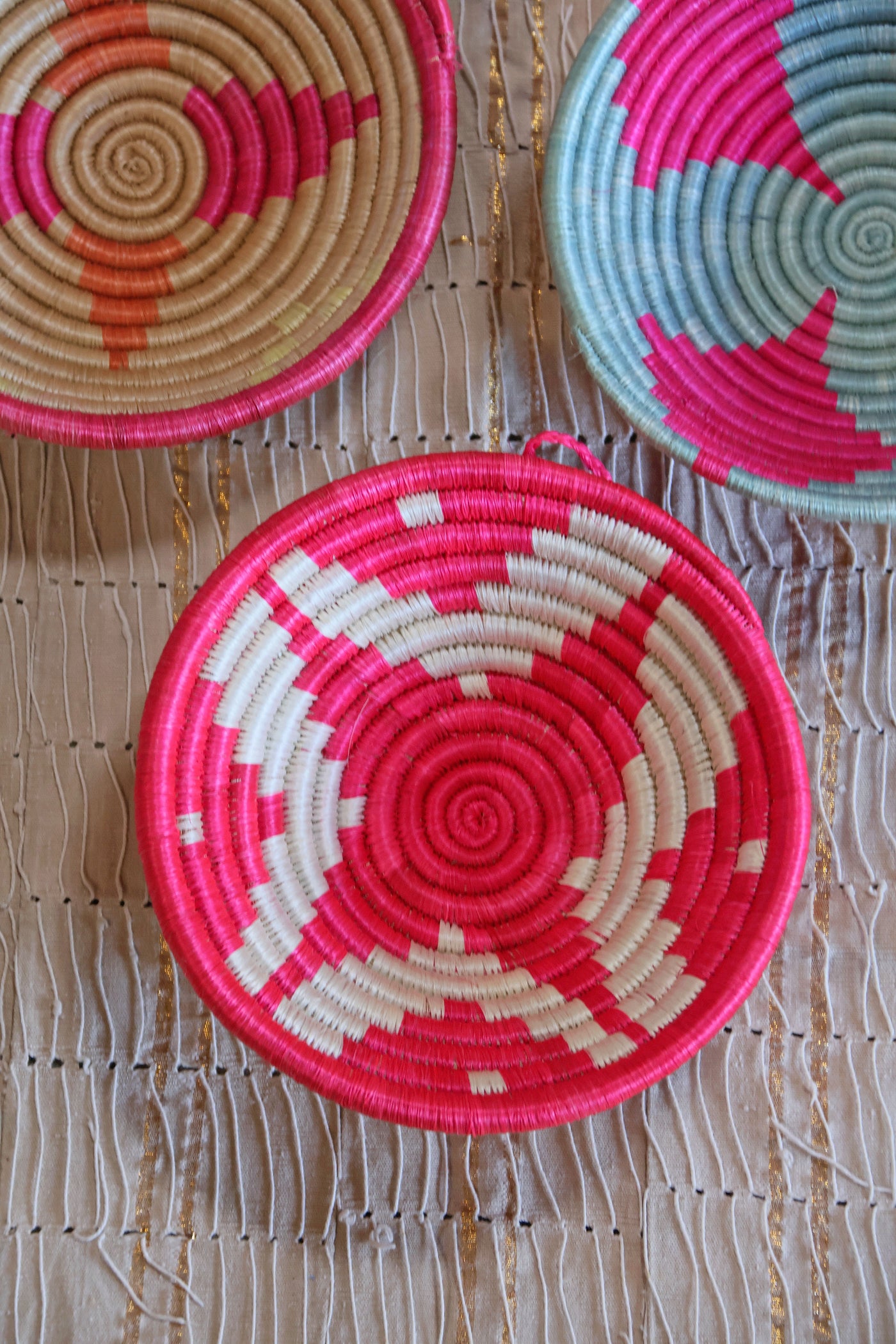 Rosie African Basket Collection, Pink, Blue, Neutral, from Rwanda, Set of 3, a fun way to add a 