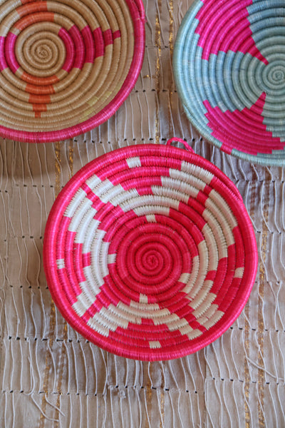 Rosie African Basket Collection, Pink, Blue, Neutral, from Rwanda, Set of 3, a fun way to add a 