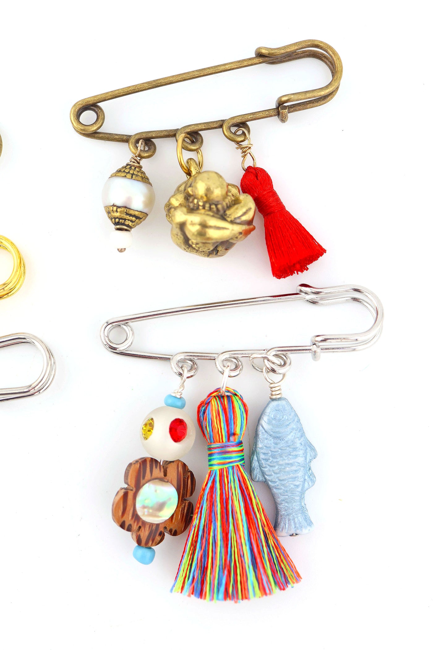 Charm Bar Safety Pins, 3-Loop Brooch Pin, 2 Inch, 1 Piece – WomanShopsWorld