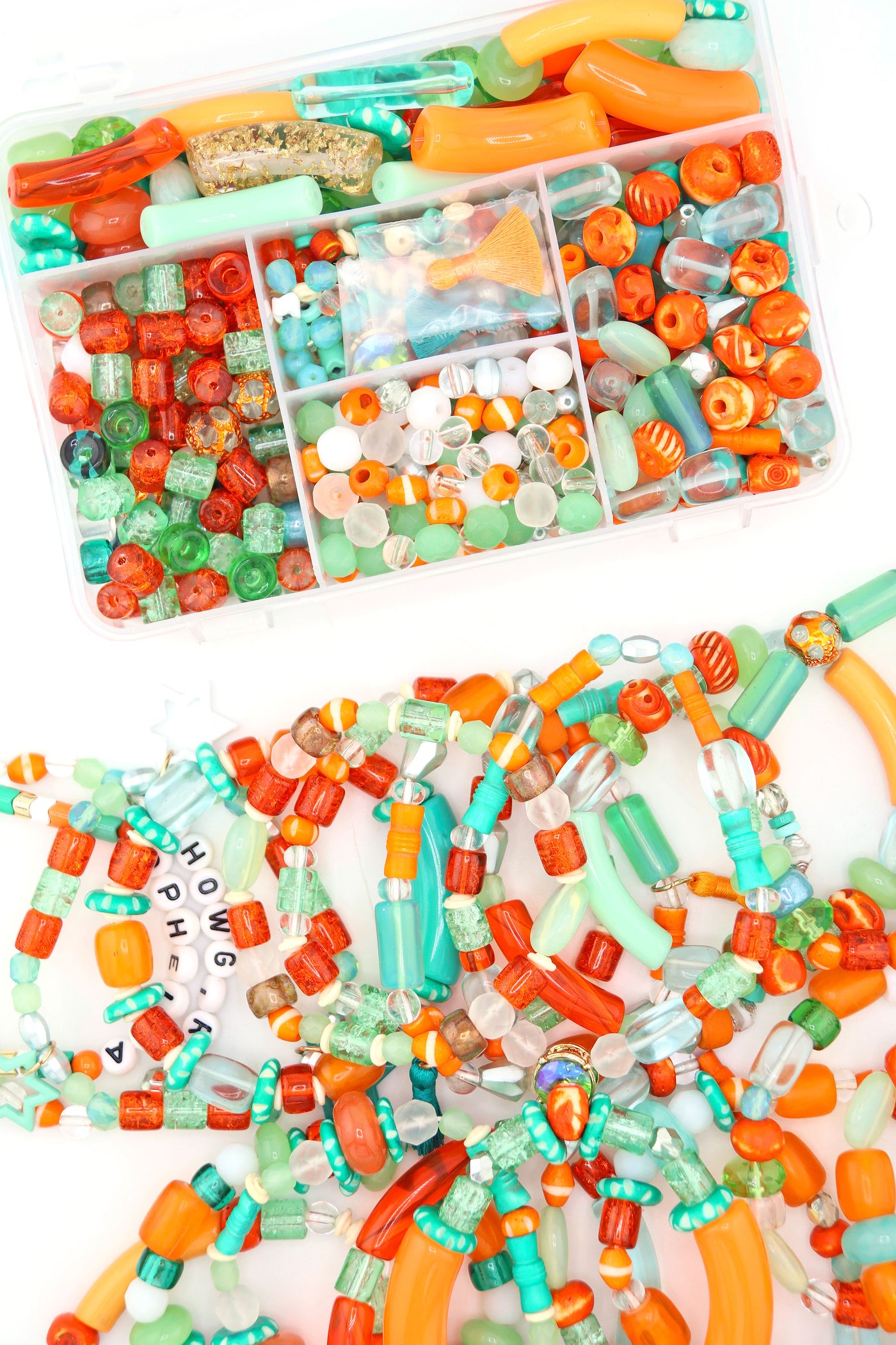 Showgirl Friendship Bracelet Kit: Orange, Mint, Turquoise DIY Jewelry
Make the friendship bracelets. Perfect to trade or to complete your Showgirl Eras outfit. 