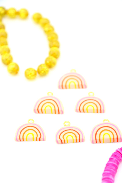 Rainbow Polymer Clay Charm, 17mm, 1 Handmade Sigfus Designs Pendant for making purse charms or DIY jewelry