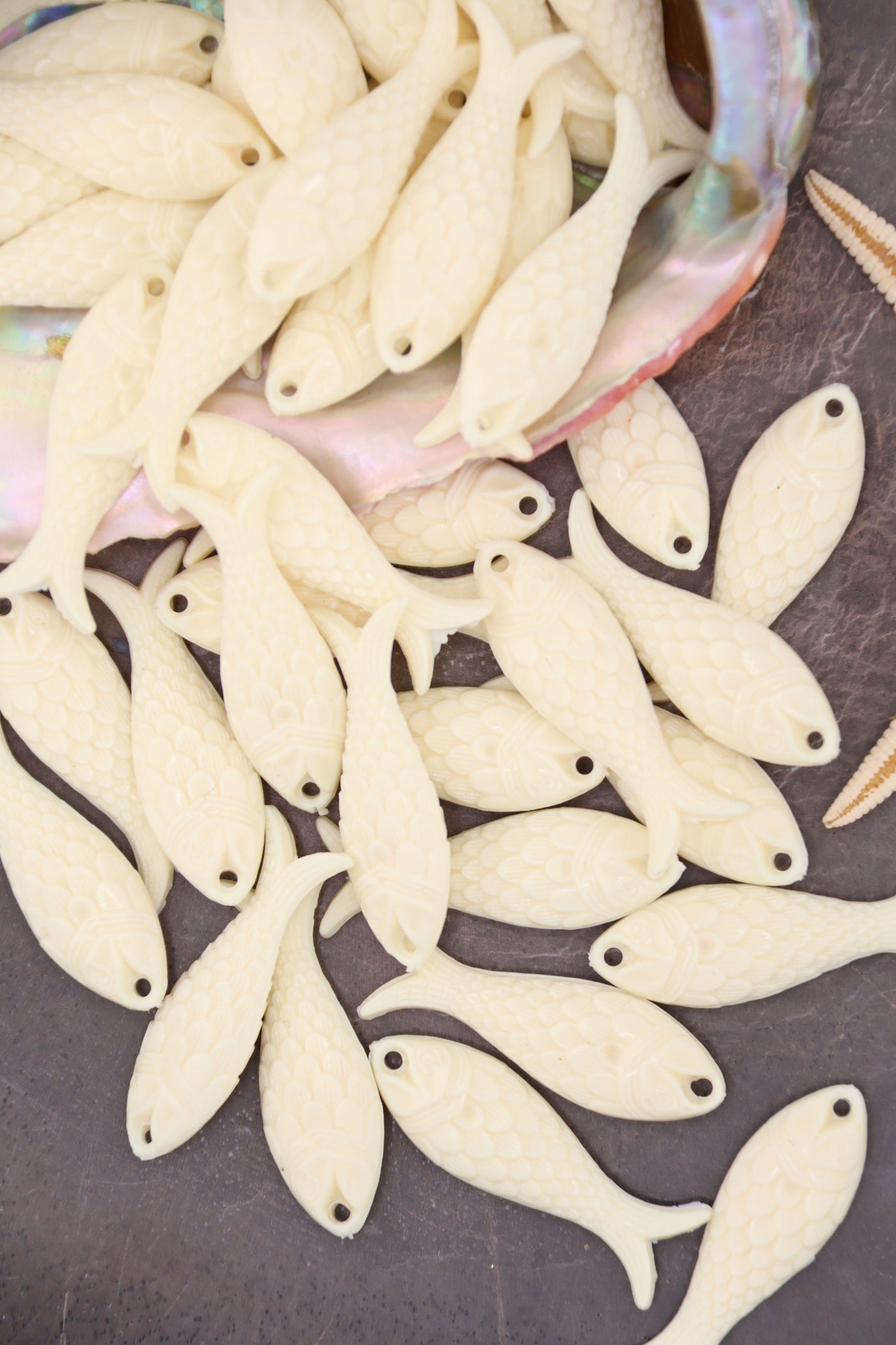 Sardine Girl Summer Cream Fish Charm, German Resin, 27mm, 1 Pendant for making DIY beach, surfer jewelry