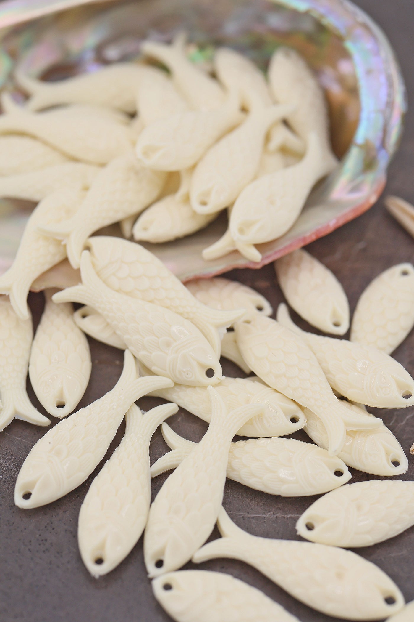 Sardine Girl Summer Cream Fish Charm, German Resin, 27mm, 1 Pendant for making DIY beach, surfer jewelry