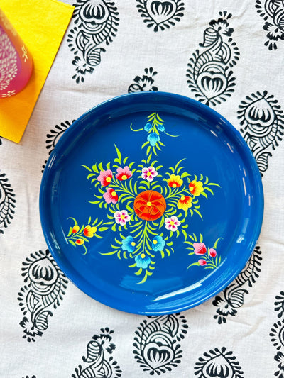 Floral Handpainted Stainless Steel Small Tray, from Kashmir