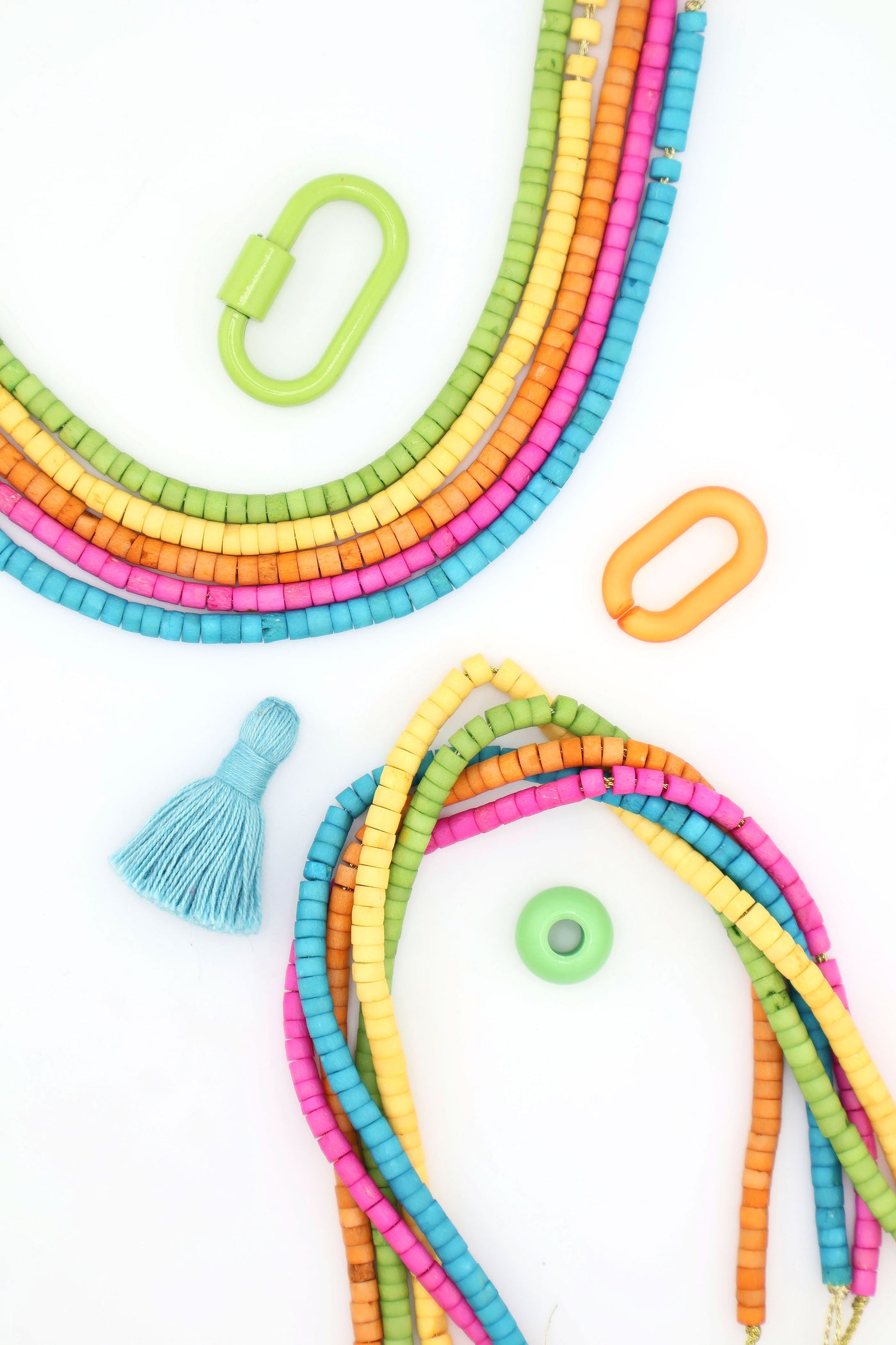 Bead Bundle: Vibrant Pastels Handmade Heishi Bone Beads, 5x3mm, 5 Strands & Colors, 400+ Beads