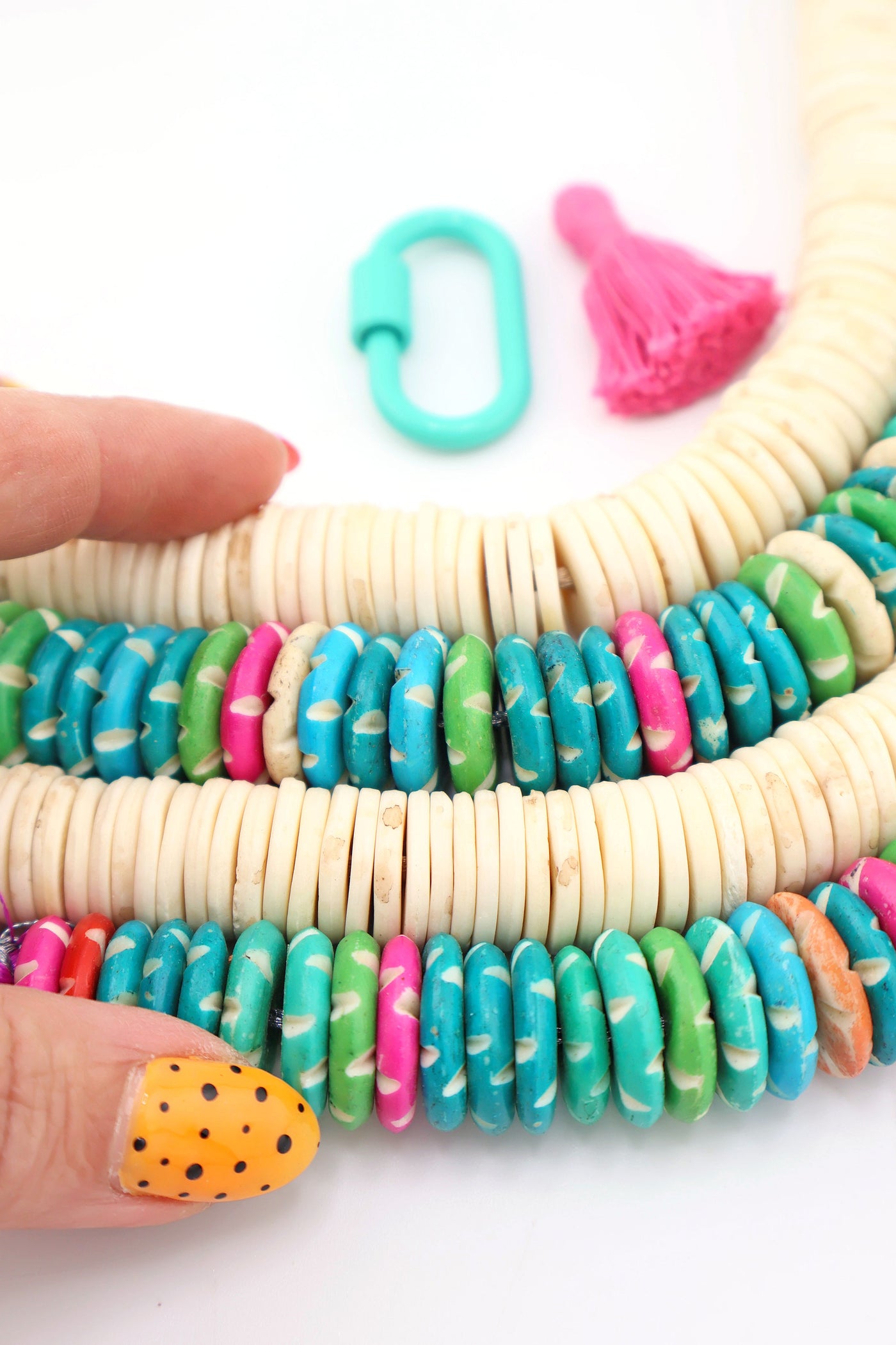 Exclusive Bead Bundle: Turquoise, Green Bone Heishi Disc Beads, 18mm