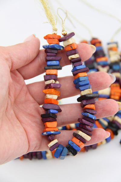 Large Chips, Square-ish Bone Spacer Beads, Orange, Blue, Purple, Black 55+ beads for fall and Halloween DIY jewelry
