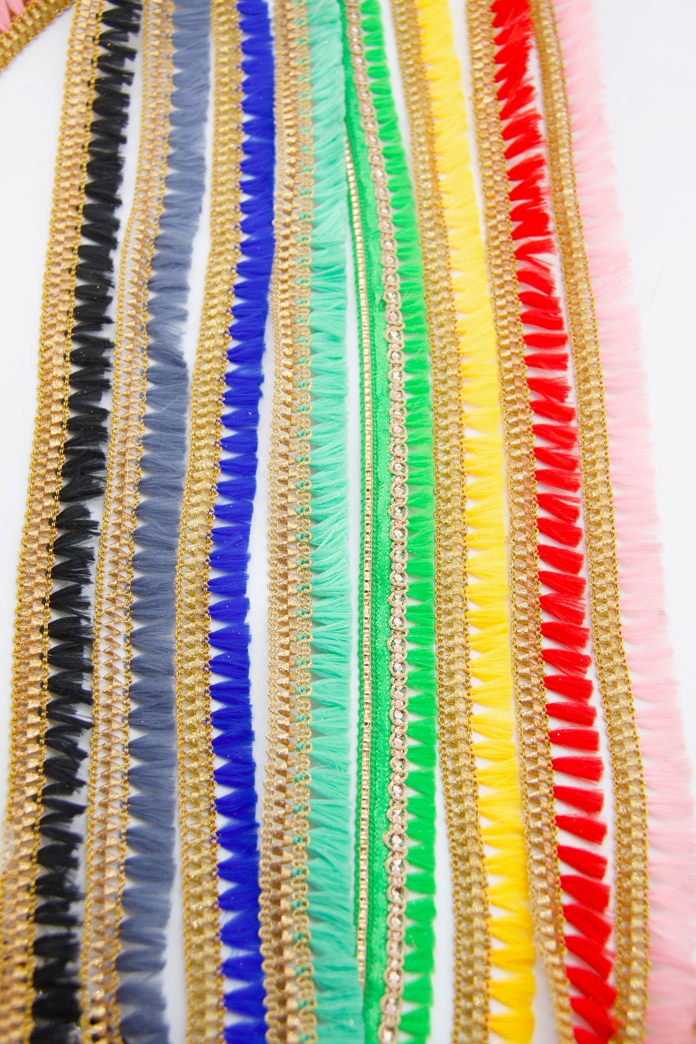 Skinny Indian Ribbon, Holiday Craft or Jewelry Supplies, Tassels and trim, all in one