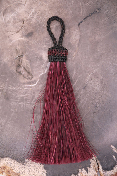 Tawny Port 4.5" Dyed Horse Hair Tassels, Ethically Made, 1 piece for jewelry making, purse charms.