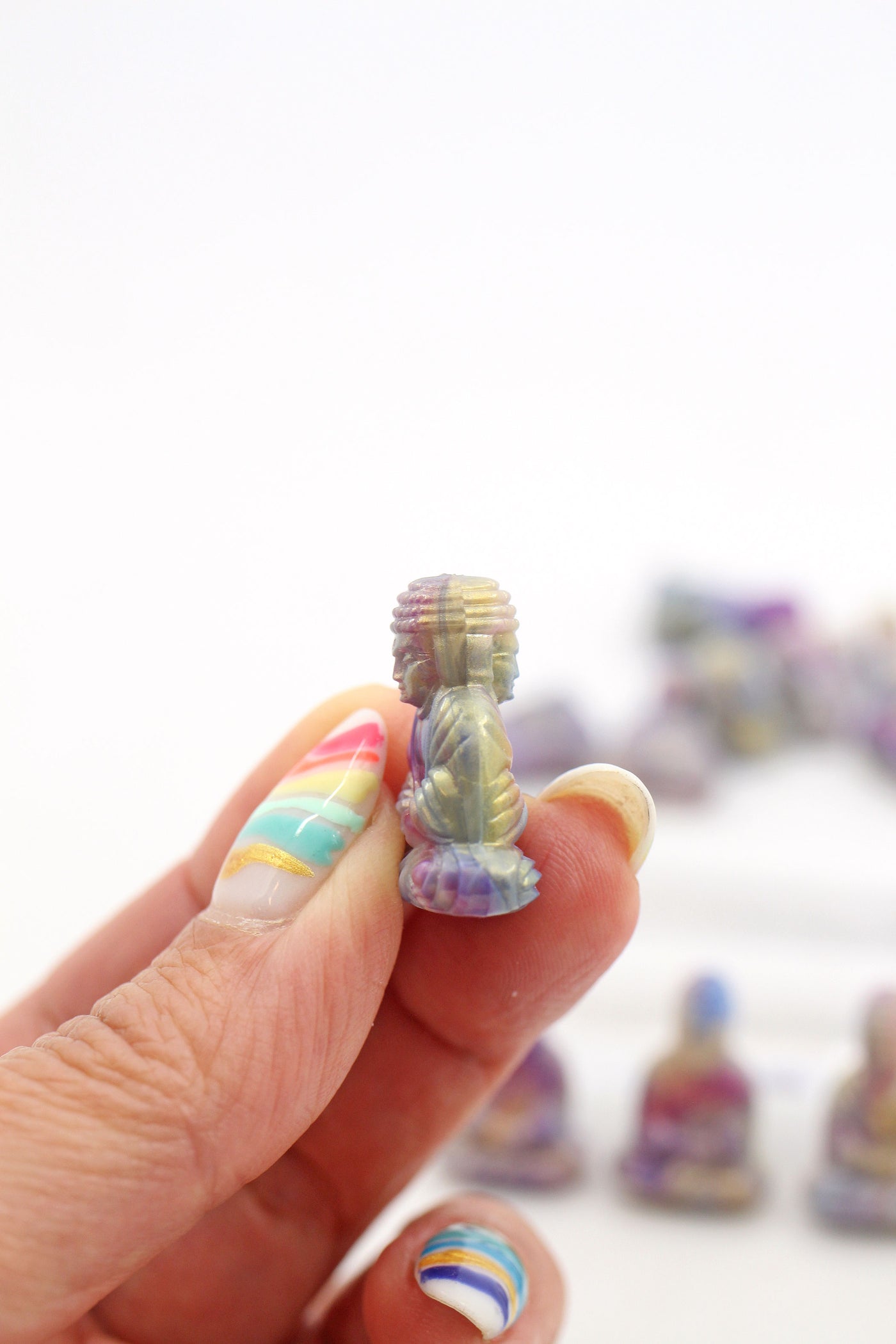 Purple Tie Dye Sitting Buddha Charm, 1" 1 Bead for DIY yoga inspired jewelry 
