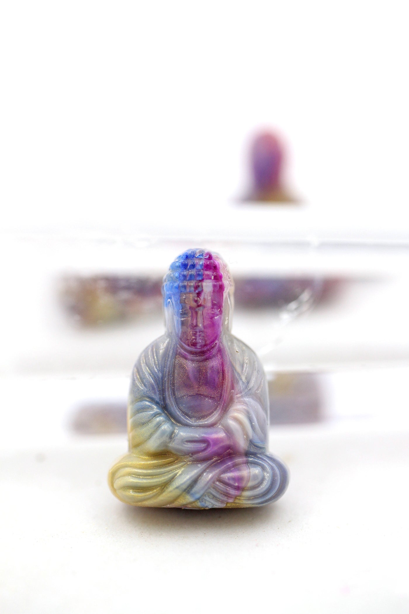 Purple Tie Dye Sitting Buddha Charm, 1" German Resin Pendant, 1 Bead
