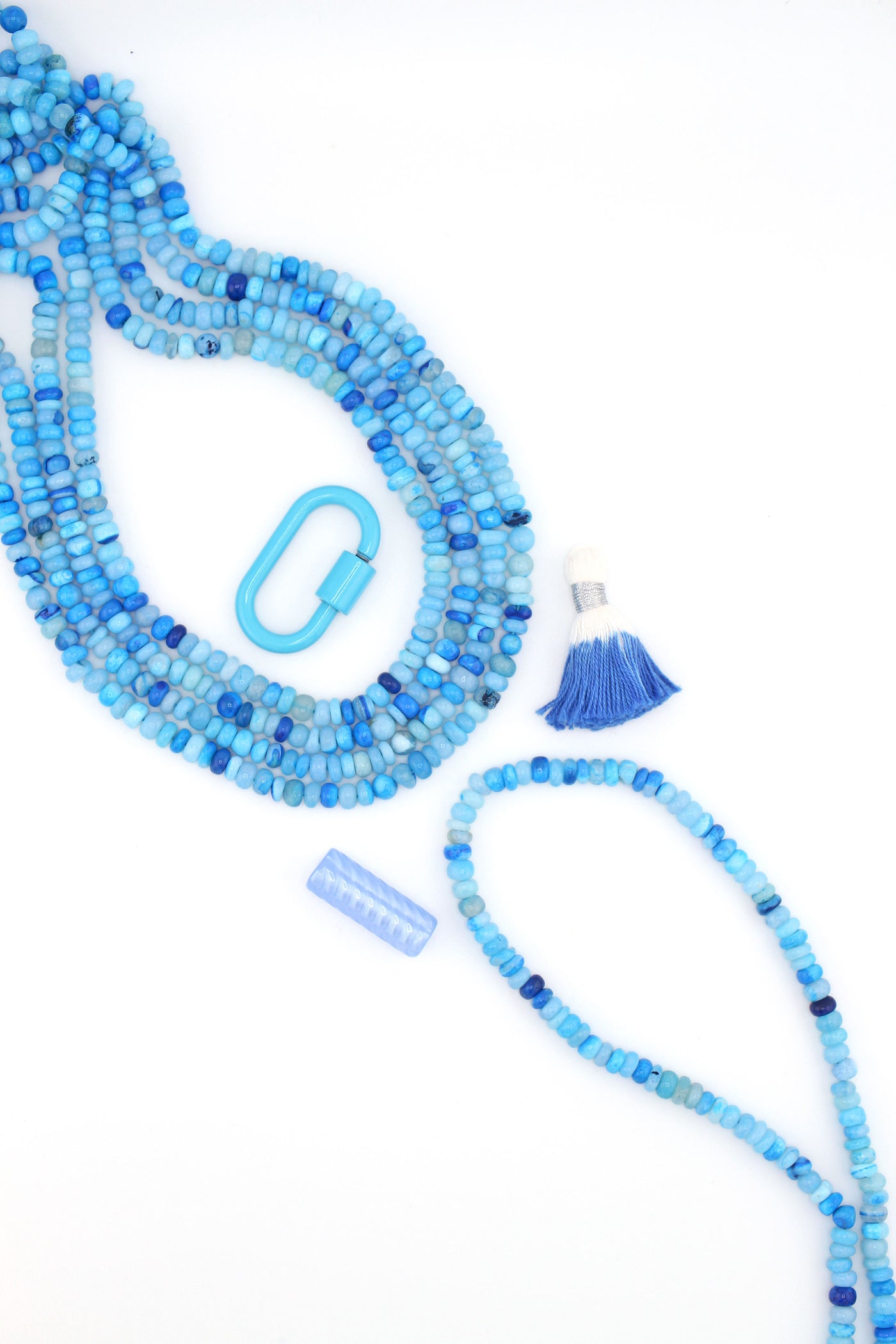Tropical Blue Opal Smooth Rondelle Beads, 5-6mm AA Quality Beads for DIY rainbow jewelry and trendy DIY bracelets