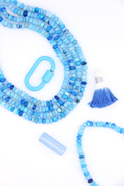 Tropical Blue Opal Smooth Rondelle Beads, 5-6mm AA Quality Beads for DIY rainbow jewelry and trendy DIY bracelets