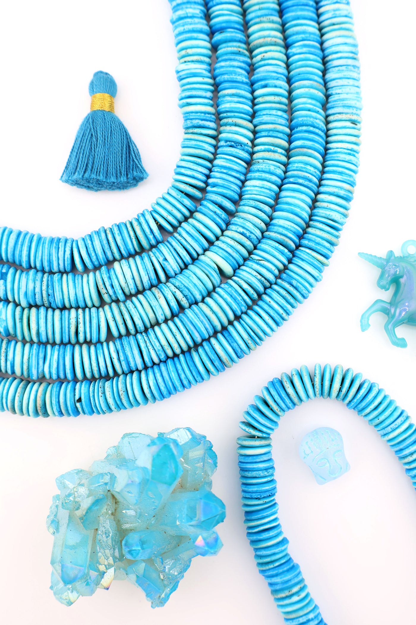 Turquoise Bone Beads: Carved Shape, 10mm, 100 Beads, for DIY Summer jewelry and making bracelets