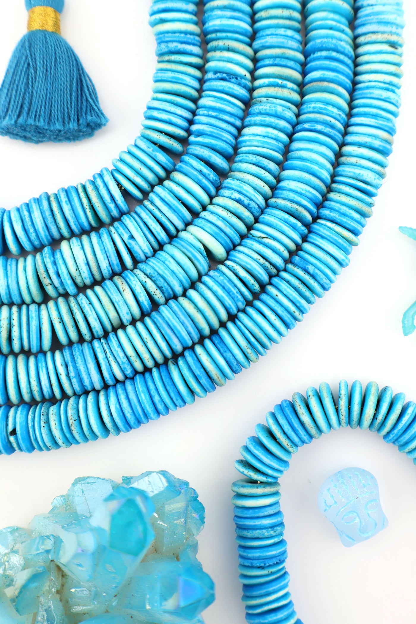 Turquoise Bone Beads: Carved Shape, 10mm, 100 Beads, for DIY Summer jewelry and making bracelets