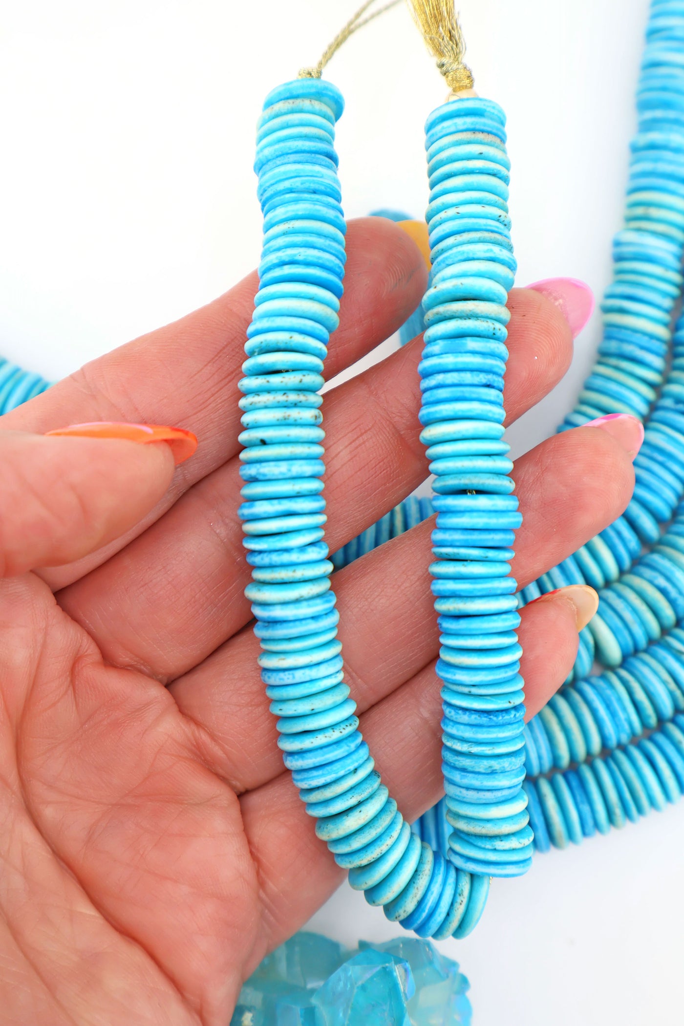 Turquoise Bone Beads: Carved Shape, 10mm, 100 Beads, for DIY Summer jewelry and making bracelets