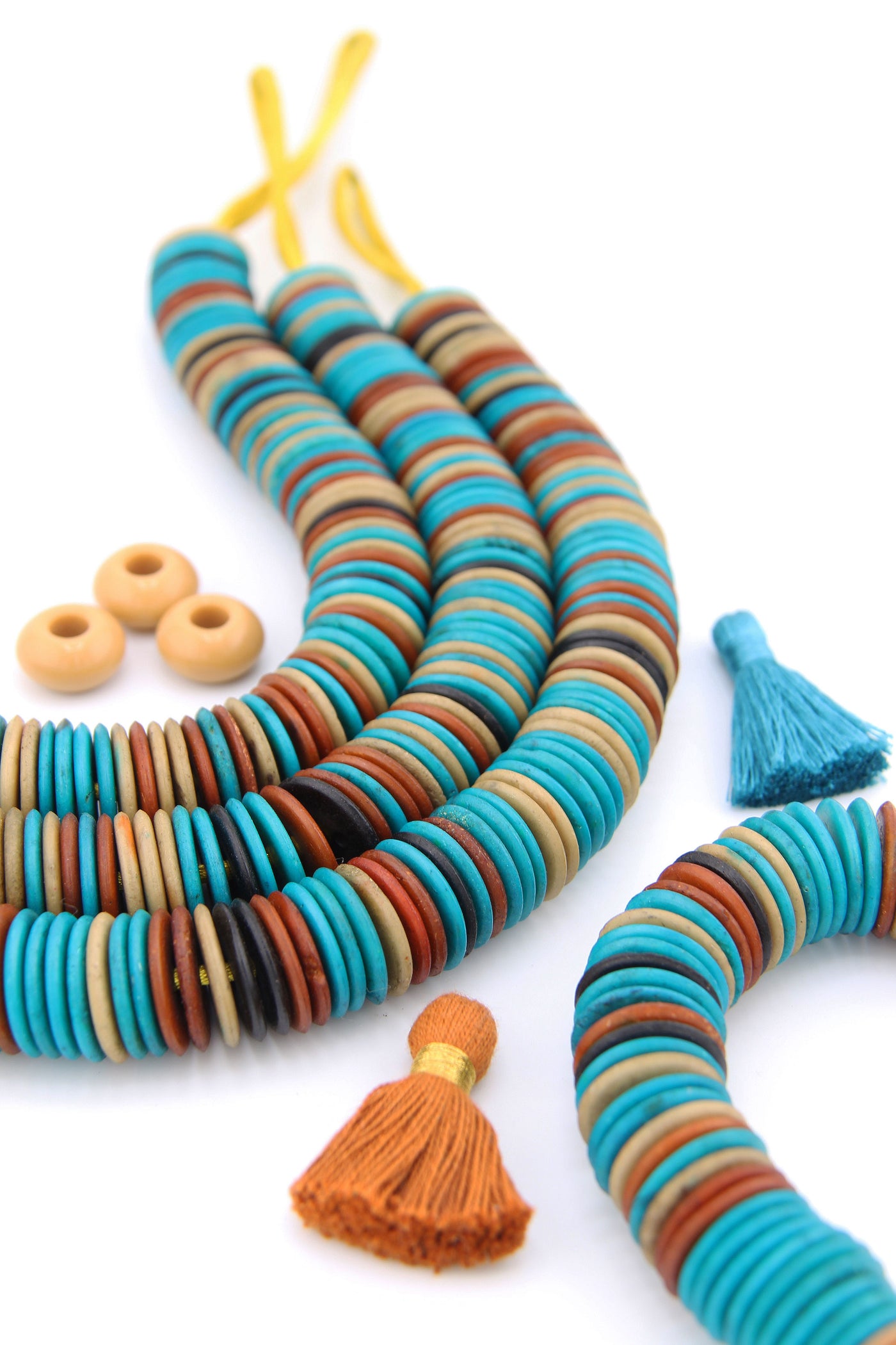 16mm Heishi Multicolor Bone Beads: Disc Spacers, 95 beads for jewelry and Statement necklaces