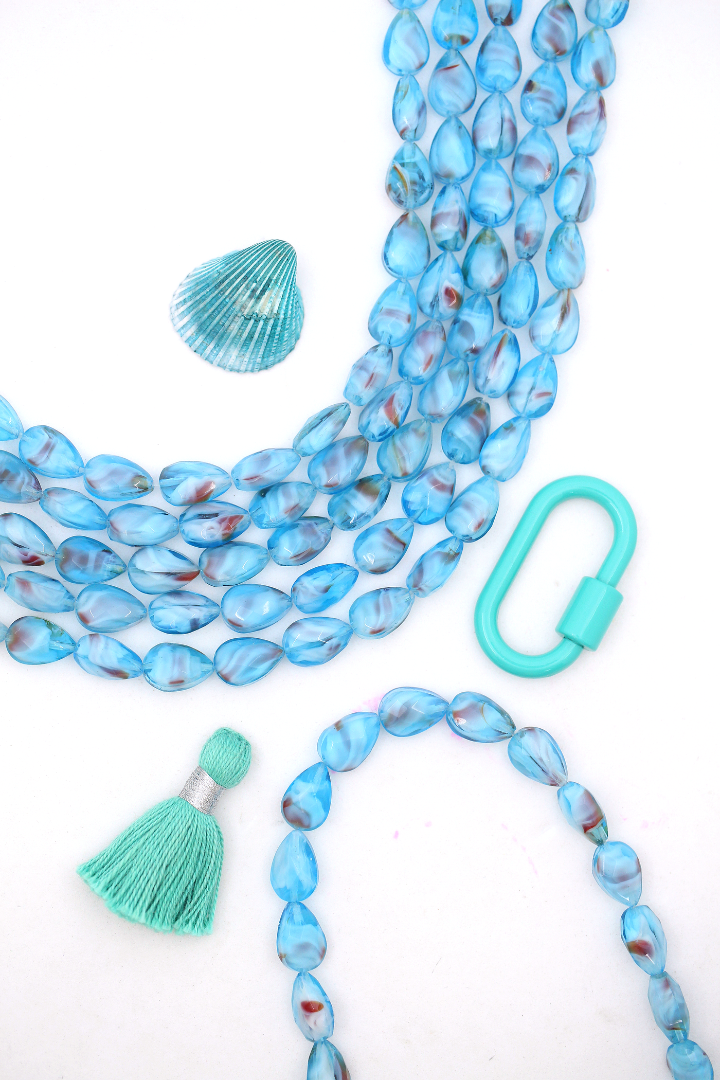 Turquoise Glass Beads, Faceted Teardrop , 11" Strand, 8x12mm