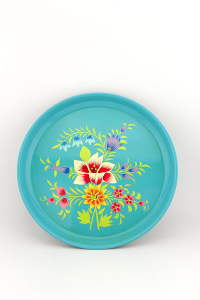 Floral Handpainted Stainless Steel Small Tray, from Kashmir