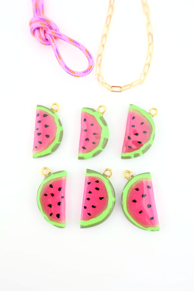 Watermelon Polymer Clay Charm, 23mm, 1 Handmade Pendant for making fruit charm DIY jewelry