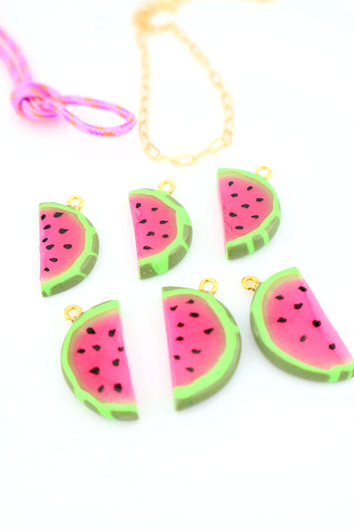 Watermelon Polymer Clay Charm, 23mm, 1 Handmade Pendant for making fruit charm DIY jewelry