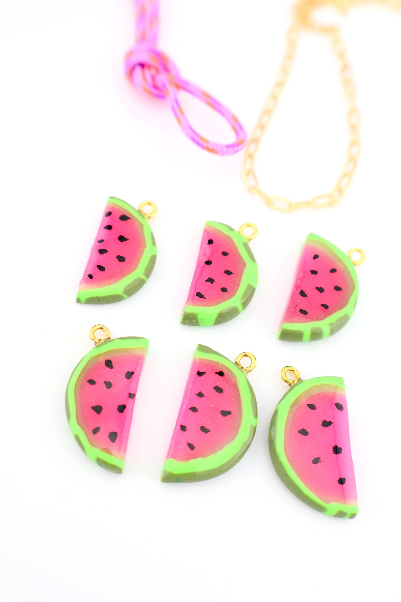 Watermelon Polymer Clay Charm, 23mm, 1 Handmade Pendant for making fruit charm DIY jewelry