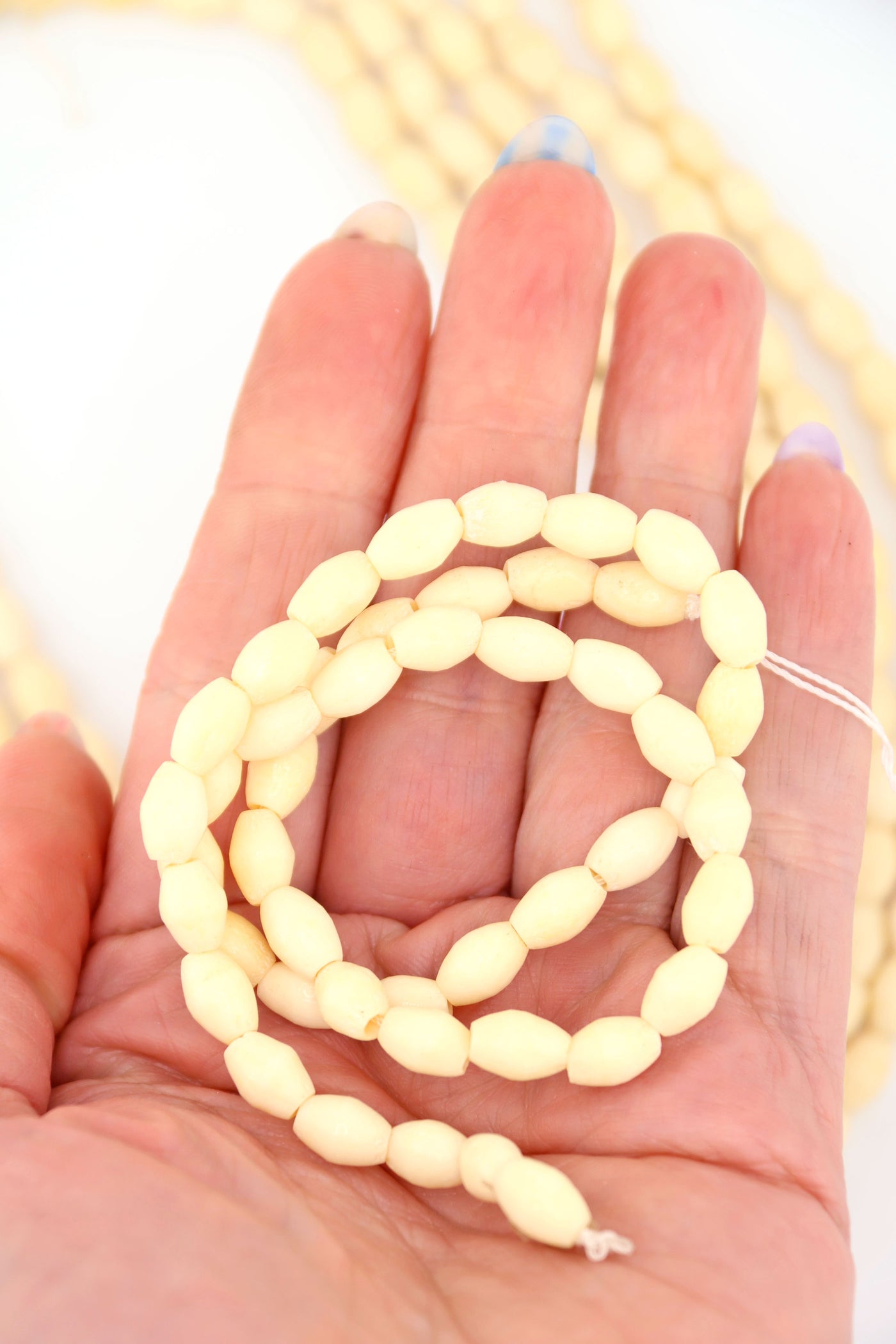 6x10mm Off-White, Cream Barrel Spacer Bone Beads, 47 Beads for natural hippie DIY beach jewelry