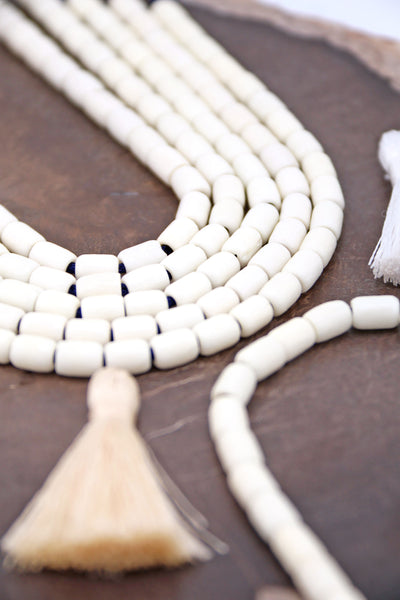 5x7mm White/Cream Barrel Spacer Bone Beads, 30 Beads for natural hippie DIY beach jewelry