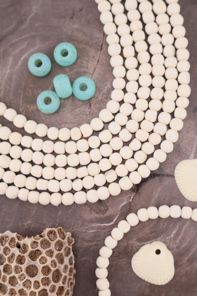5mm Round Cream Spacer Beads, Bone: Neutral Off-White, beads for natural hippie DIY beach jewelry